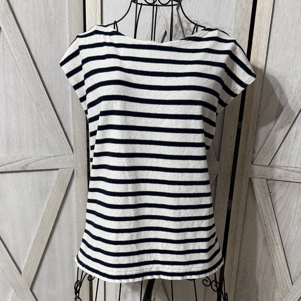 J. Crew Black and White Striped Short Sleeve Tee Size M